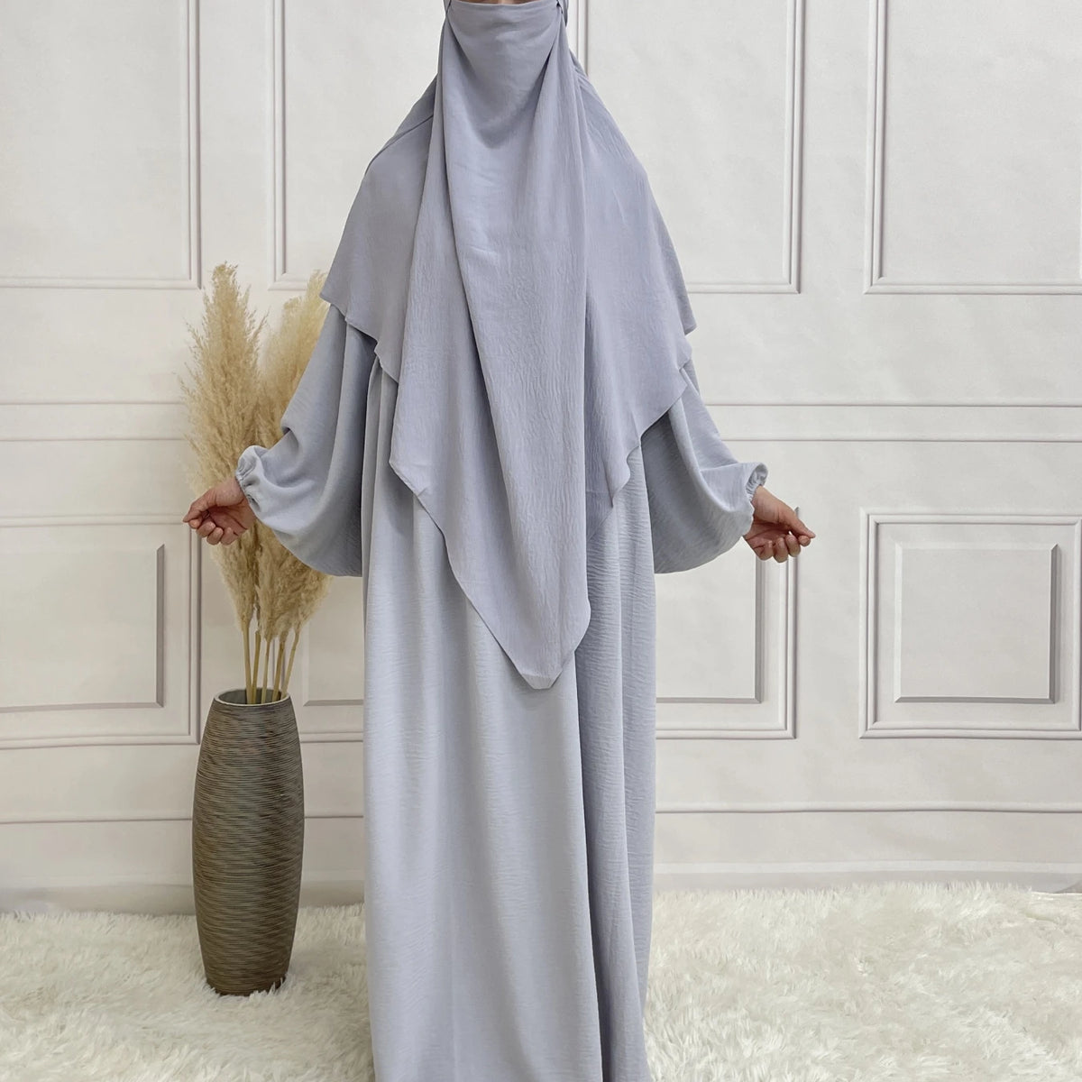 Two Layer Khimar Hijab For Daily Wear Women Scarf Crepe Fabric Soft Summer