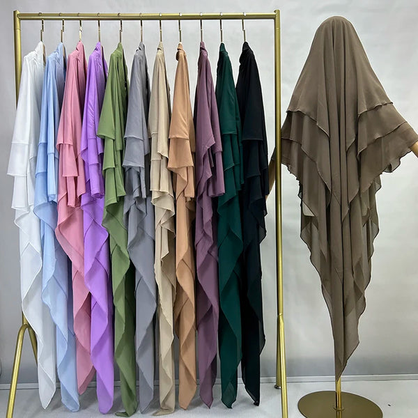 Luxe 3-Laags Chiffon Khimar